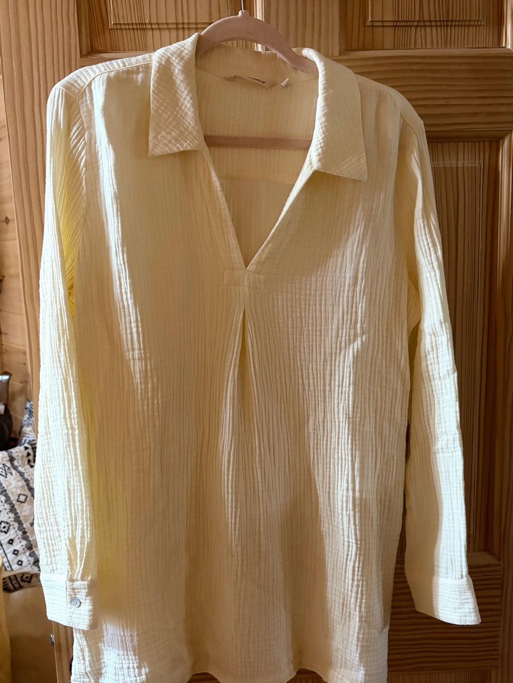 Soft Surroundings Creamy Yellow Cotton Gauze Two-Piece Sleep Set Size L (14-16) - Picture 5 of 15
